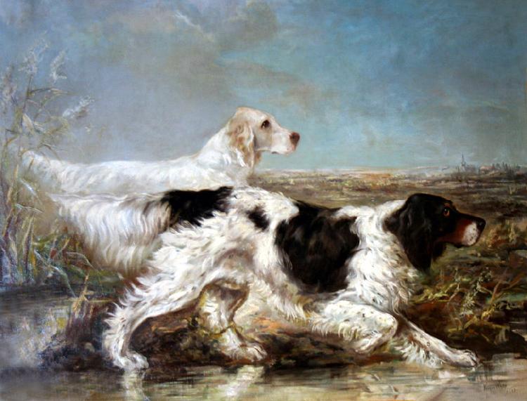 Verner Moore White Typical Verner Moore White hunt scene featuring dogs oil painting image